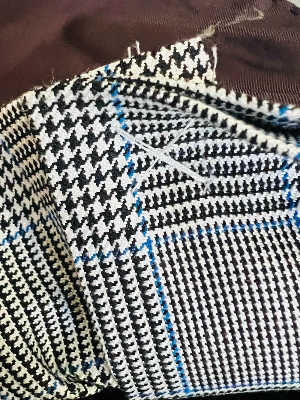 Silk & Wool Jos. A. Bank Black & White Glen Plaid Blazer with Blue Windowpane